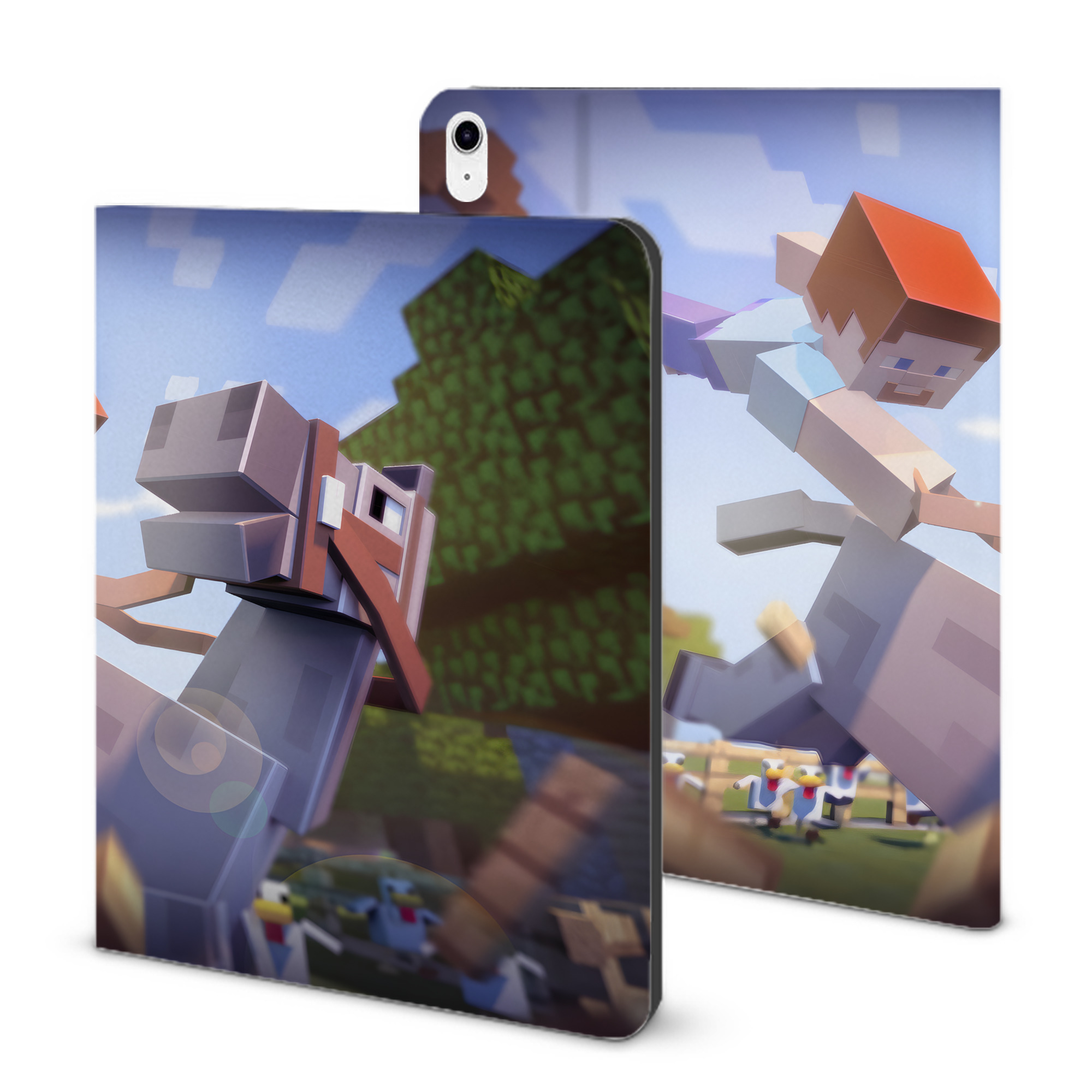 （画像用） マインクラフト ブロックの世界 Minecraft MC Block world IPad ケース ブック型 PUレザー TPU 耐衝撃 軽量 薄型 ペン収納なし 全面保護 IPad 各モデル対応